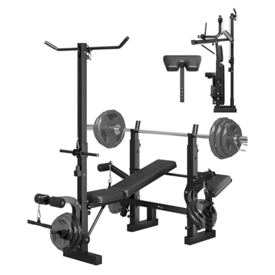 Preacher Curl Pad - Homegym 8-in-1 opvouwbare gewichtsbankset met preacher