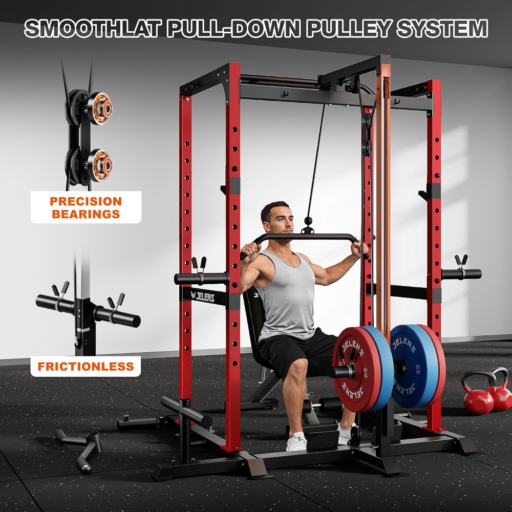 Home Gym Rack With Cables - 2000LBS Multifunctionele Squat Power Cage Rack