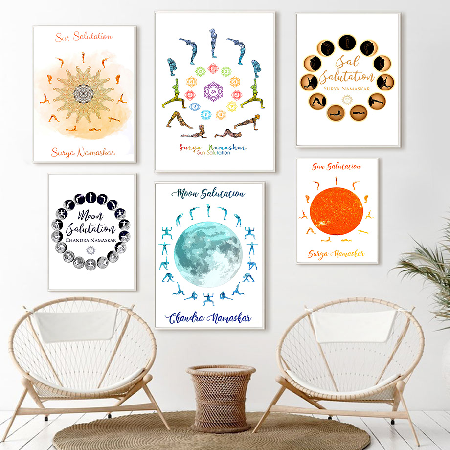 Home Gym Yoga Room - Yoga Pose Zon Maan Salutation Thuis