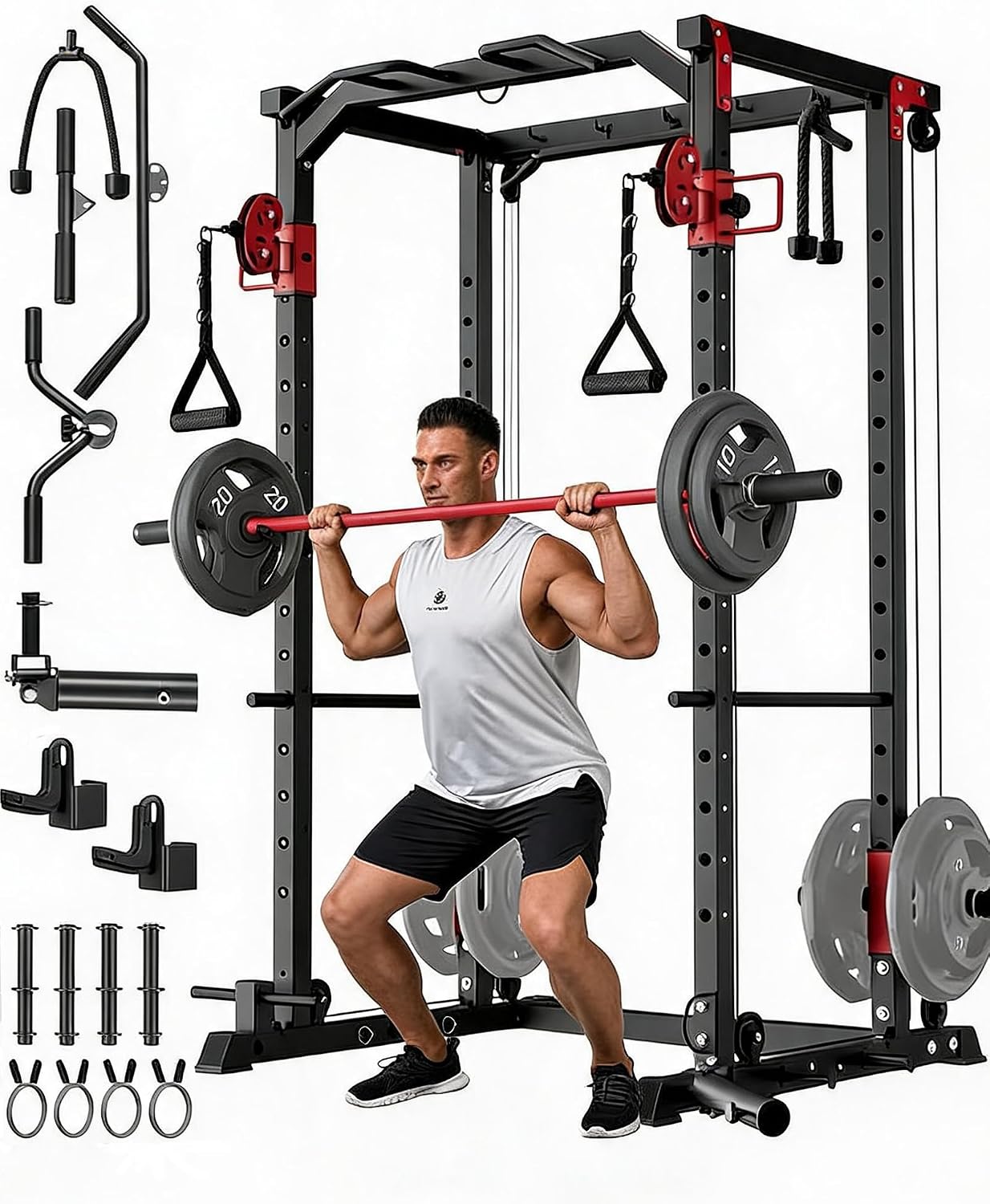 Home Gym Rack With Cables - Multifunctioneel Power Rack voor Thuisgym –