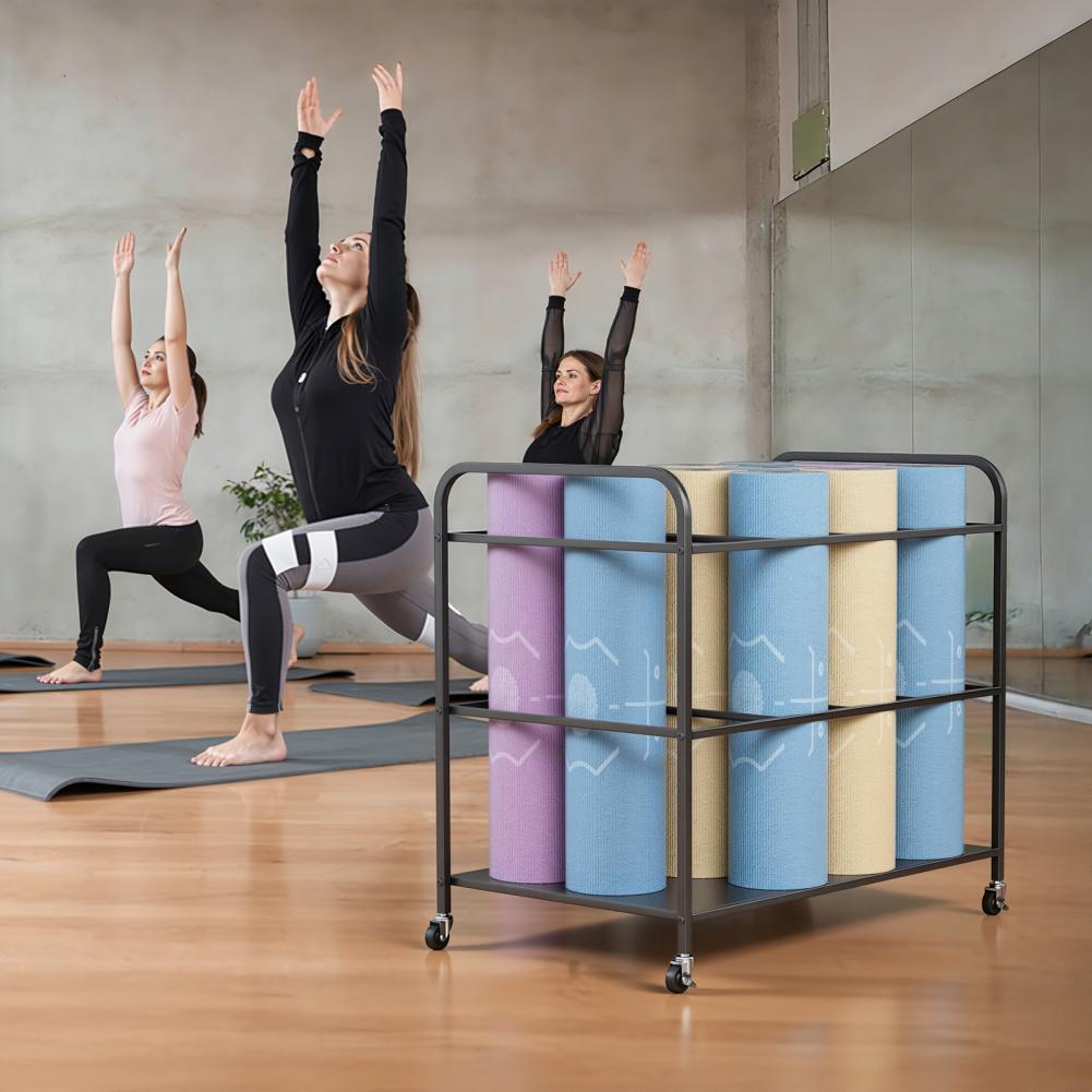 Home Gym Yoga Room - Yogamat opbergrek met wielen, opbergwagen voor