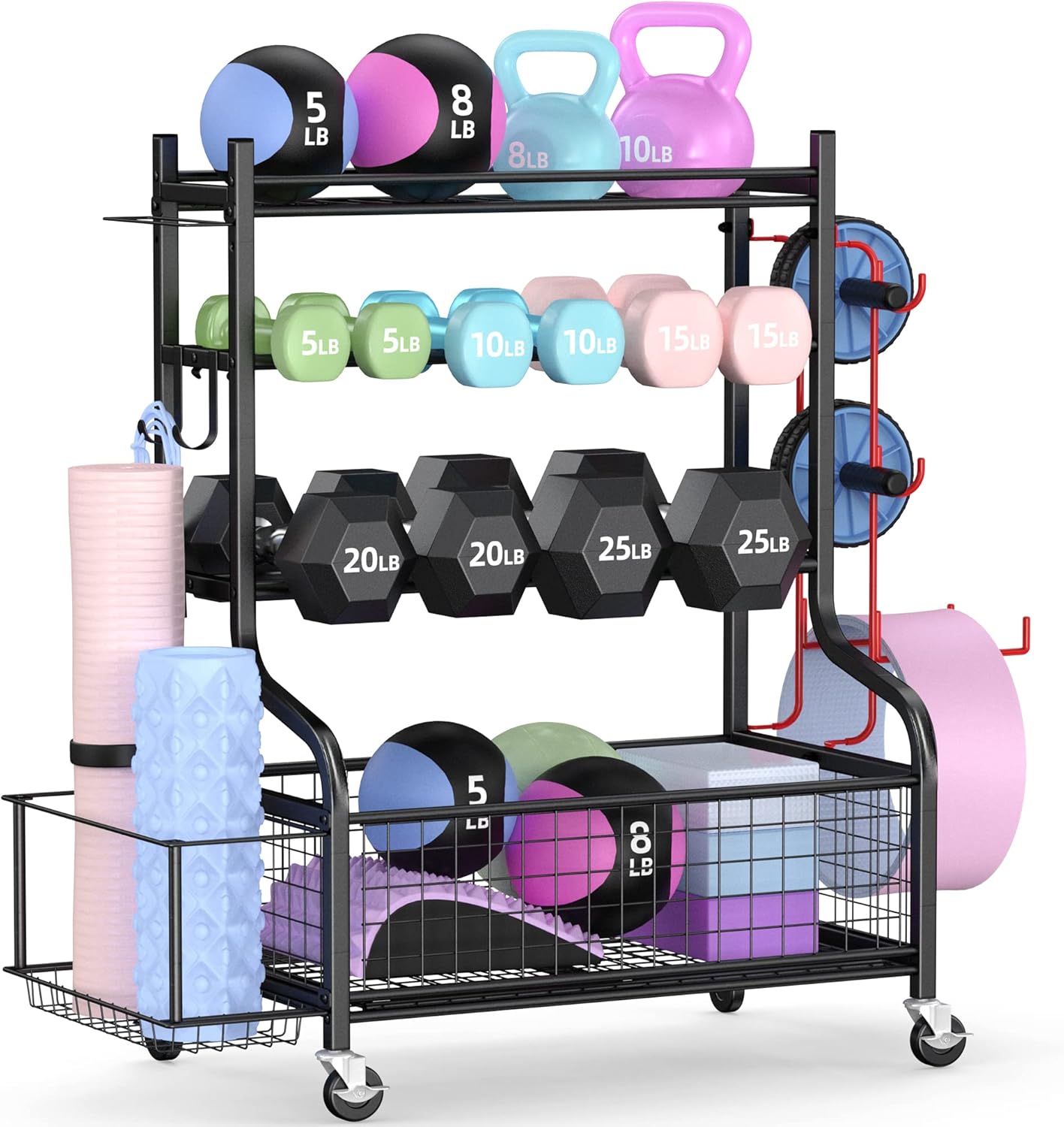 Home Gym Training - Homegym Dumbbellrek met wielen, zwaar staal,