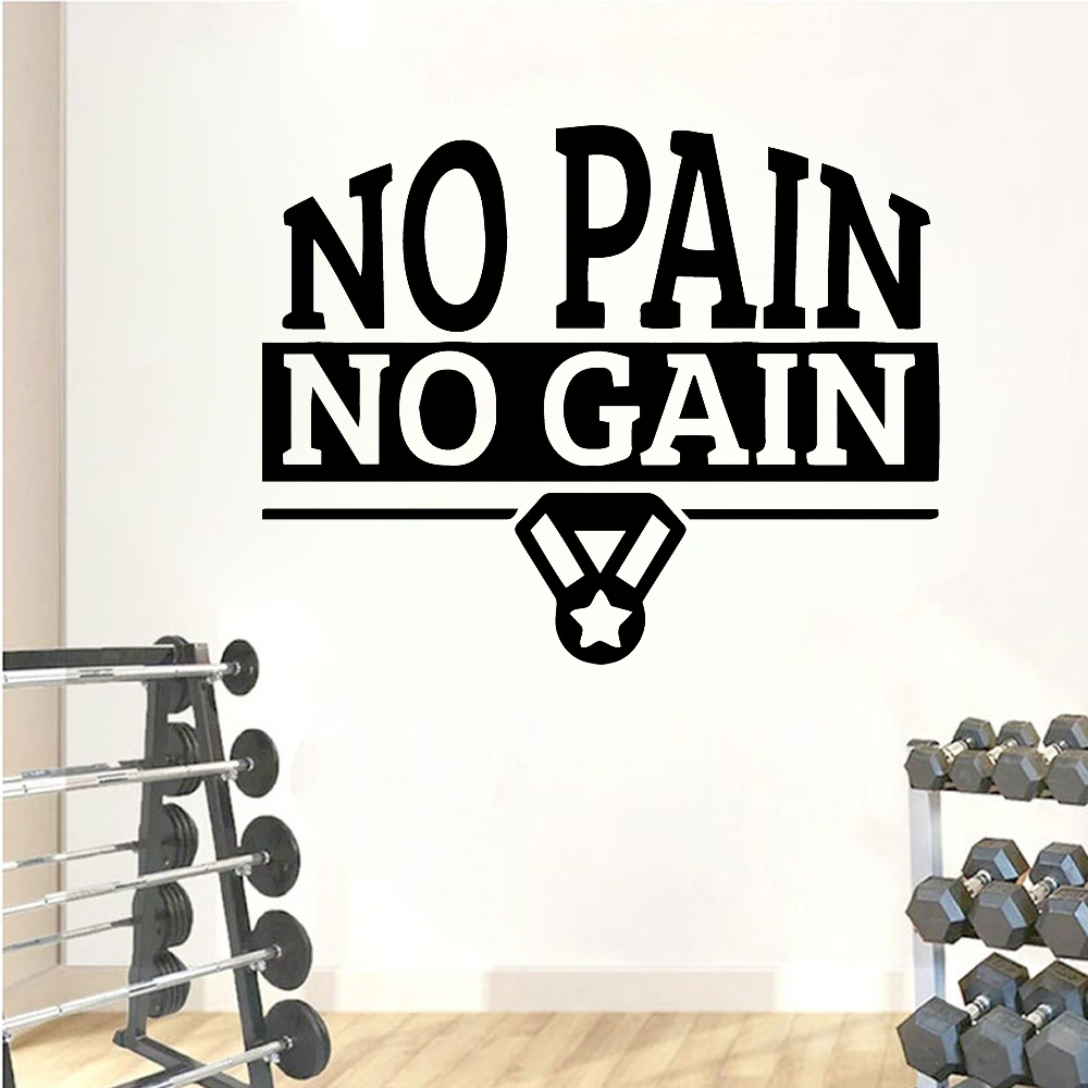 Home Gym Quotes - Gym muurstickers citaten geen pijn geen