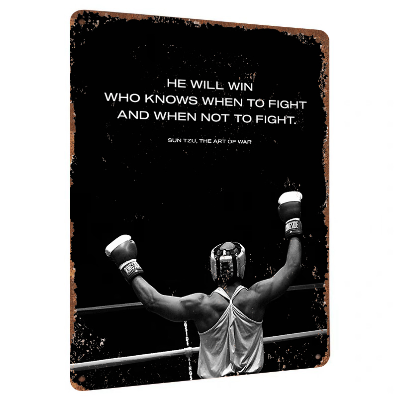 Home Gym Quotes - Sun Tzu Quote Boksen Thema Metal