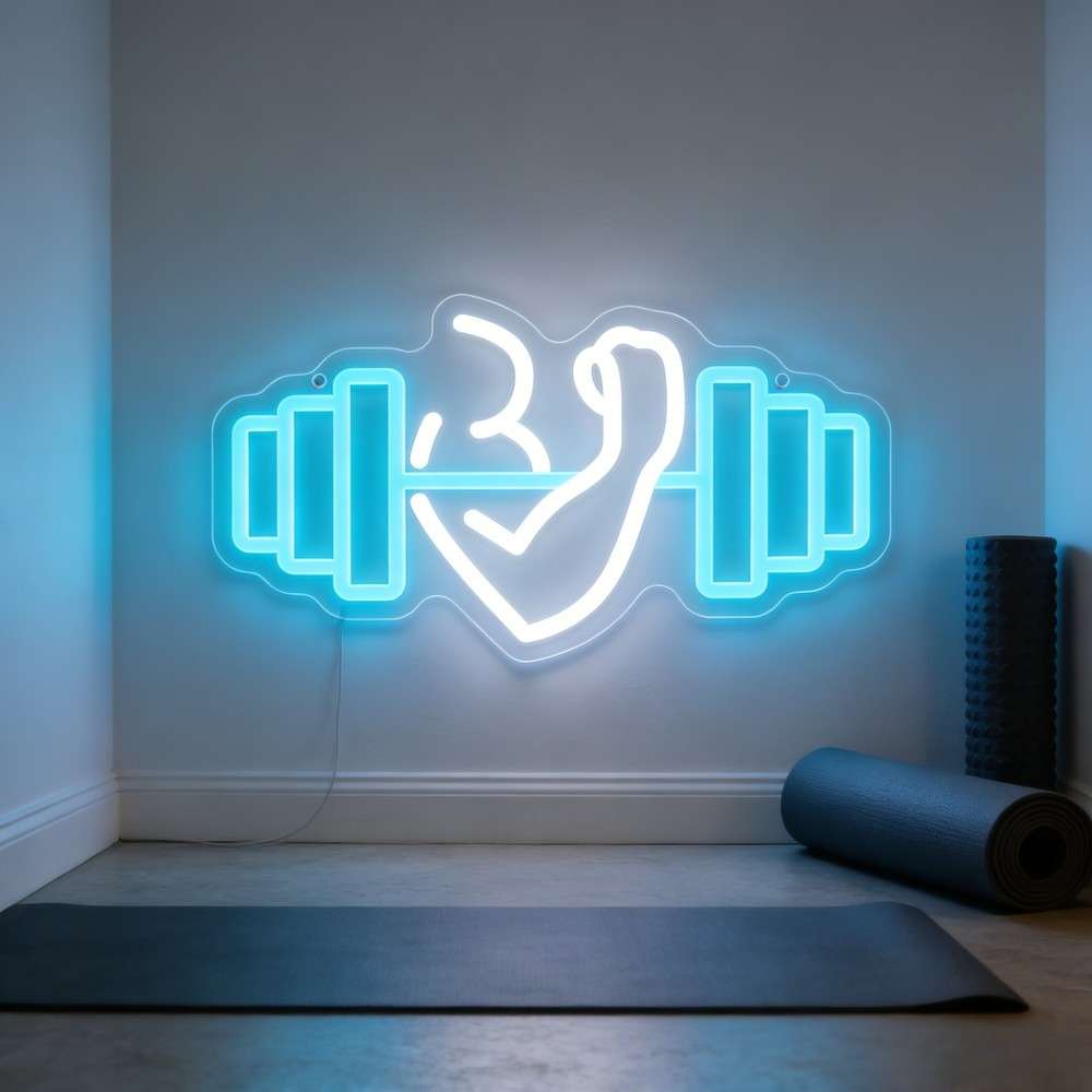 Home Gym Quotes - Biceps Dumbbell Neon Sign LED Wanddecoratie