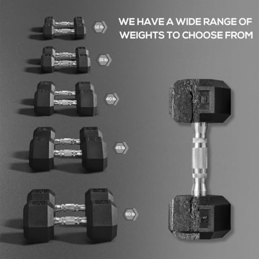40lbs/45lbs/50lbs Rubber Dumbb - Home Gym Dumbbell Set recensie en prijs