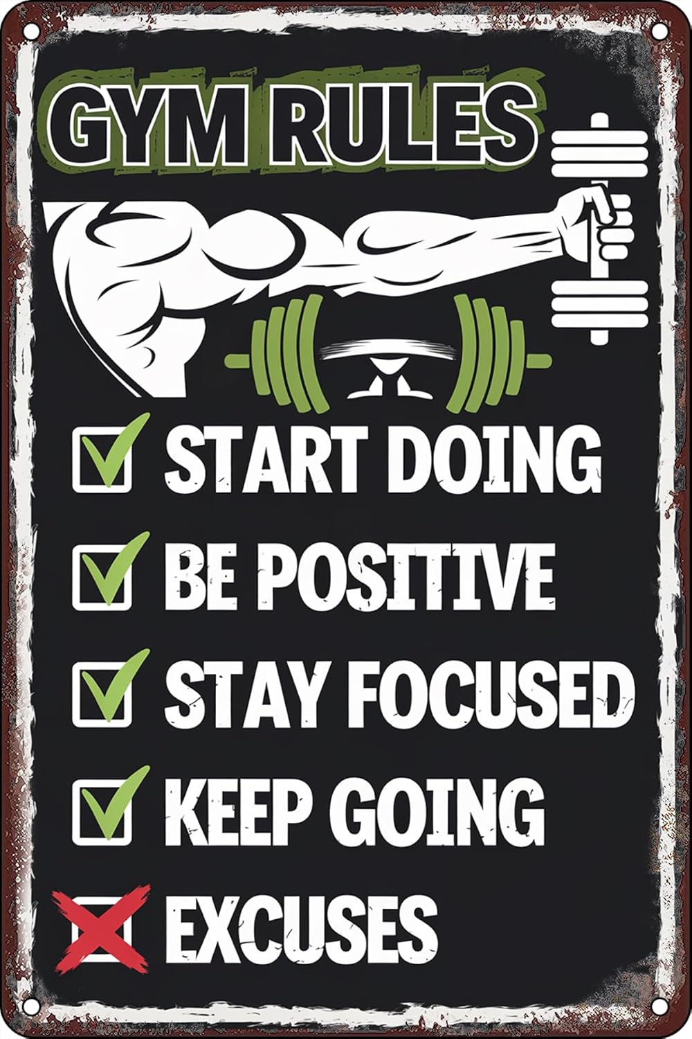 Gymregels Vintage Metalen Tin  - Home Gym Quotes recensie en prijs