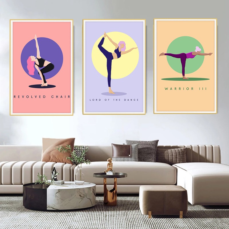 Moderne abstracte yoga poses p - Home Gym Yoga Room recensie en prijs