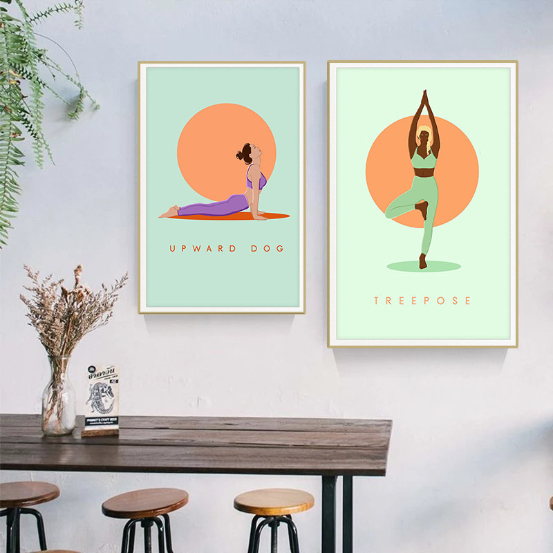 Moderne abstracte yoga poses p - Home Gym Yoga Room recensie en prijs