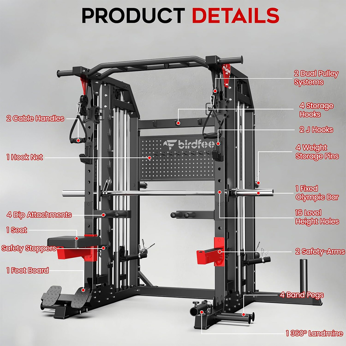 Pooboo Power Cage Multifunctio - Home Gym Rack With Cables recensie en prijs