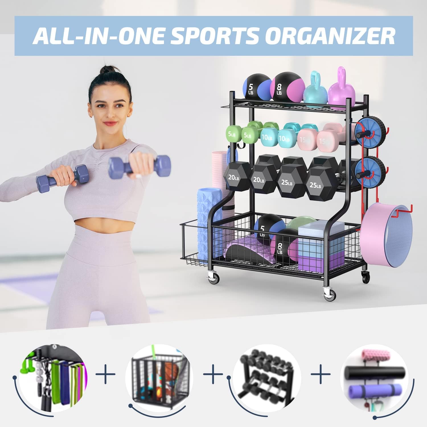 Homegym Dumbbellrek met wielen - Home Gym Training recensie en prijs
