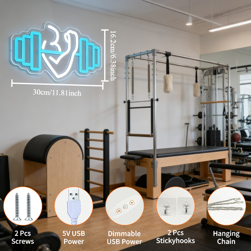 Biceps Dumbbell Neon Sign LED  - Home Gym Quotes recensie en prijs